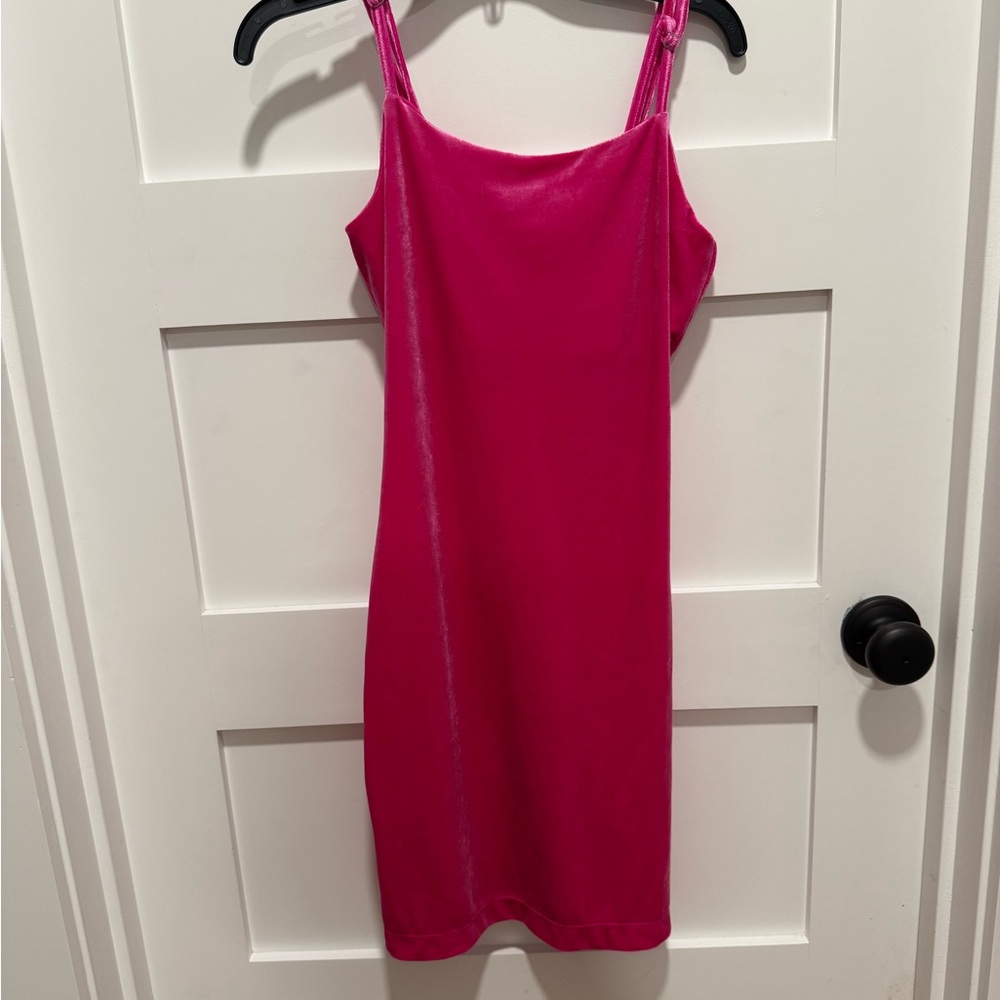 Vibrant Pink Velvet Dress